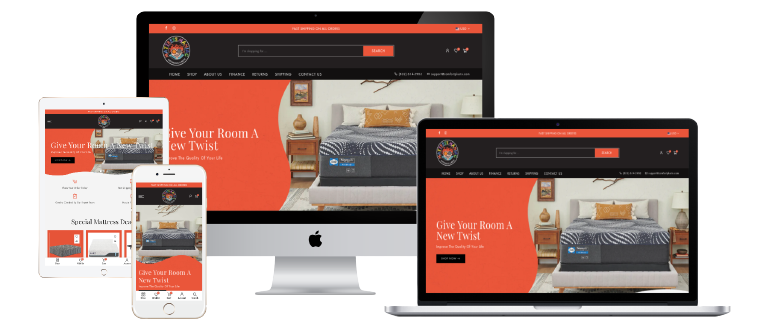 home page of a website on 4 different devices